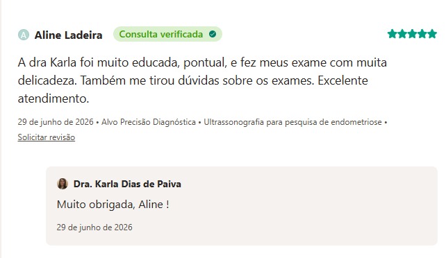 Avaliação verificada de Aline Ladeira no Doctoralia
